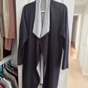 Eileen Fisher Black and Gray Open Cardigan